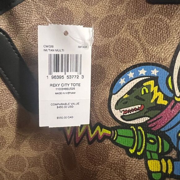 🔥🎁NWT! Cosmic Coach City Tote Bag Signature Canvas w/ Rexy Print, Msrp:$450.00 - Picture 5 of 5